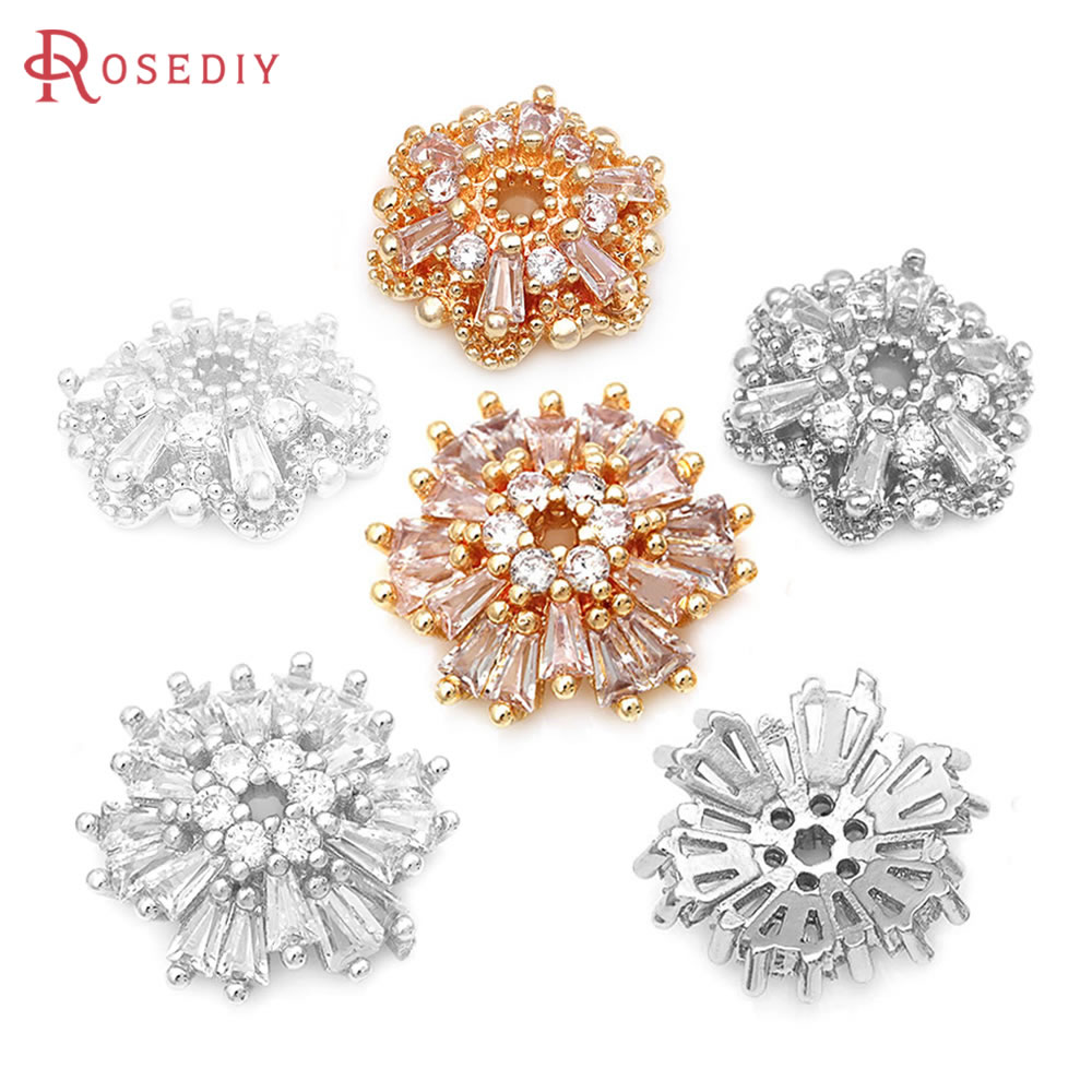 Bead Cap Flower - Manik-manik Bunga Zirkon Kuningan Warna Emas
