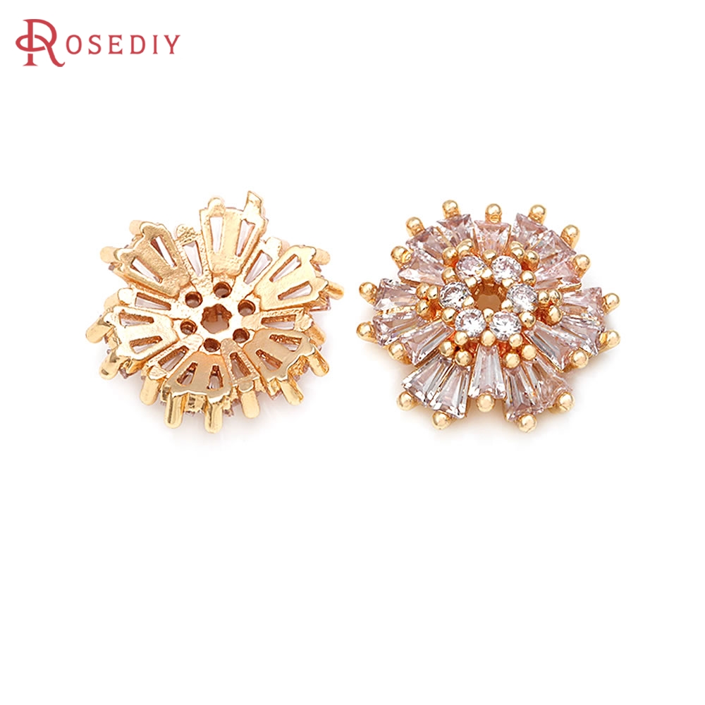 Bead Cap Flower - Manik-manik Bunga Zirkon Kuningan Warna Emas