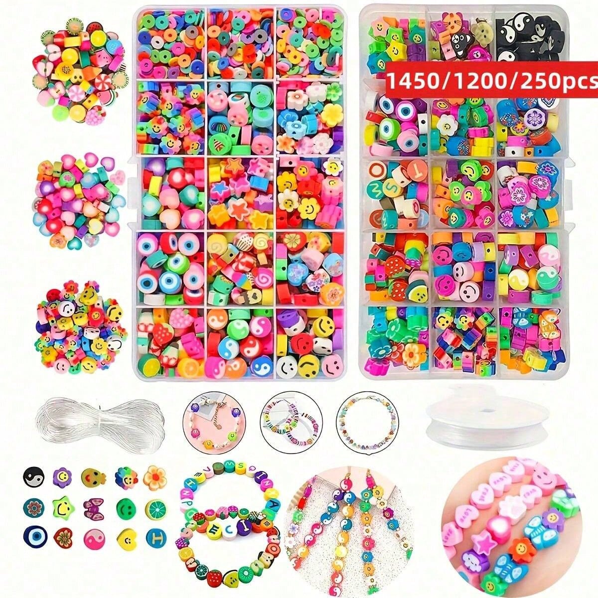 Jewelry Making Birthday Party - 1450/1200/250pcs Set Manik-manik Tanah Liat Polimer,