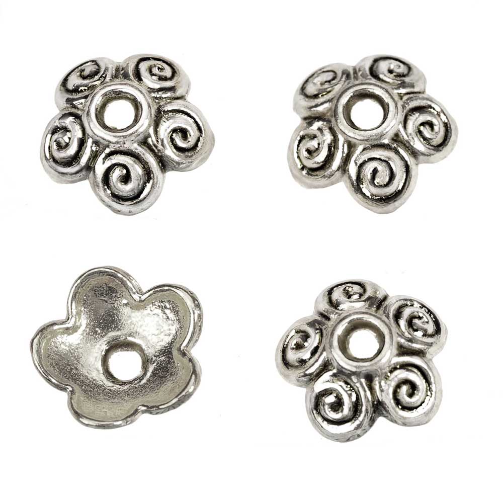 Bead Cap Flower - Aksesoris Perhiasan Perak, Tutup Ujung Manik-Manik