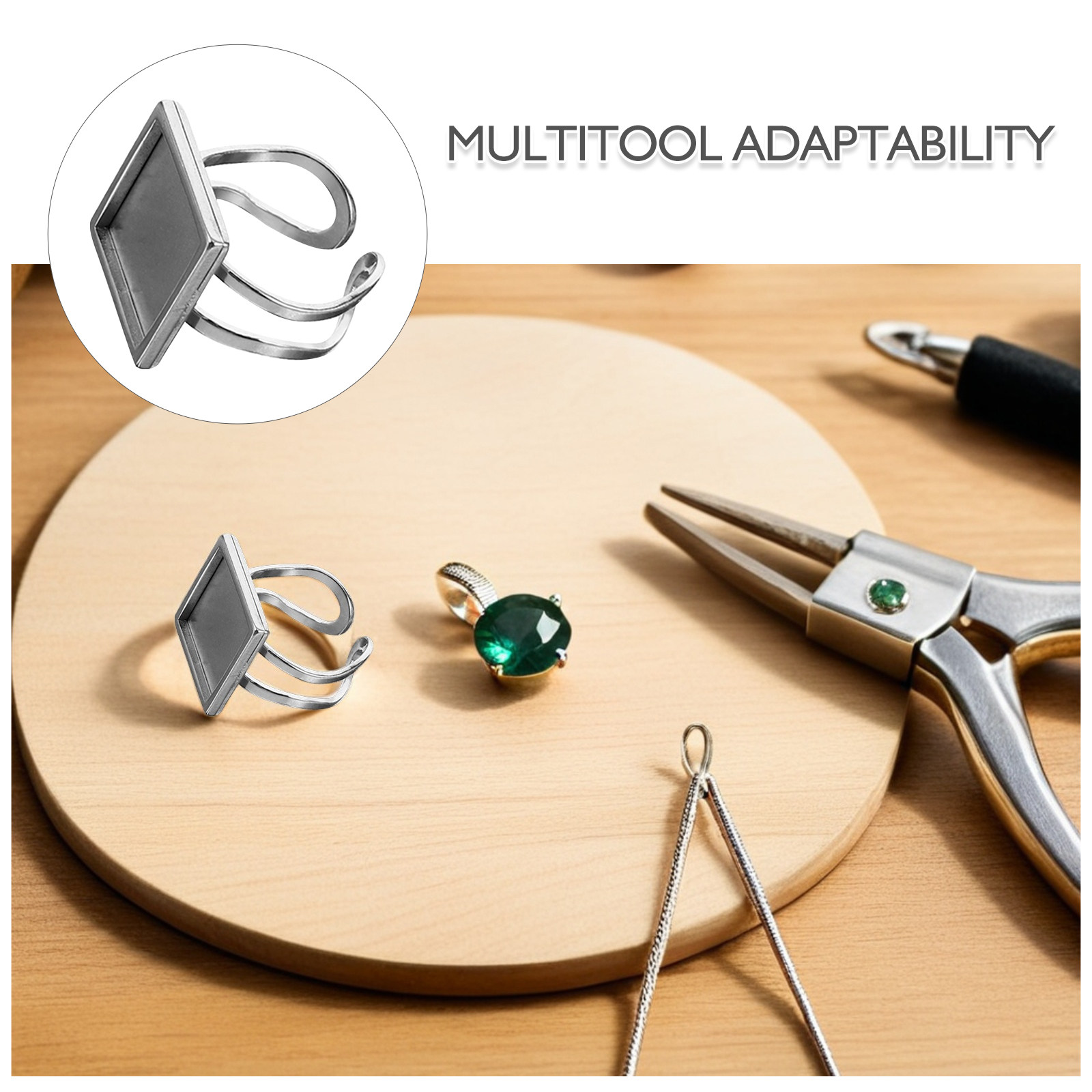3Pcs Alas Cincin Persegi yang  - Ring Blank Adjustable ulasan dan harga