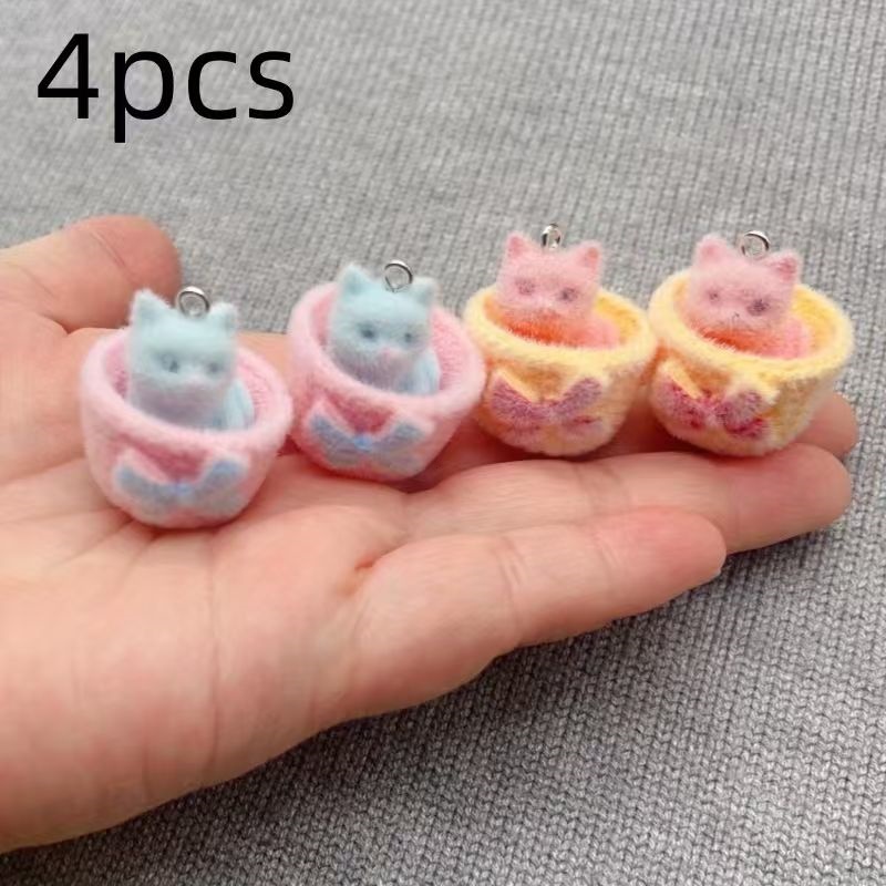 4 buah liontin kucing resin 3D - Jewelry Making Factory ulasan dan harga
