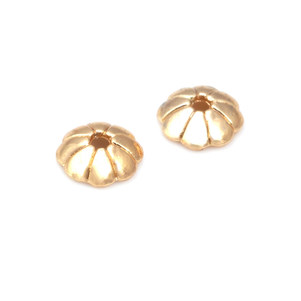 18K Warna Emas Kuningan Manik- - Bead Cap Flower ulasan dan harga
