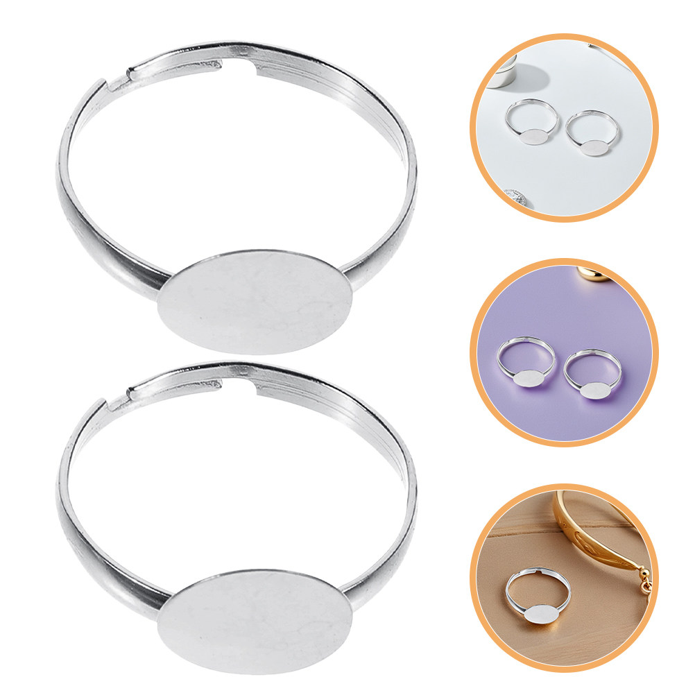 50Pcs Alas Cincin Datar yang D - Ring Blank Adjustable ulasan dan harga