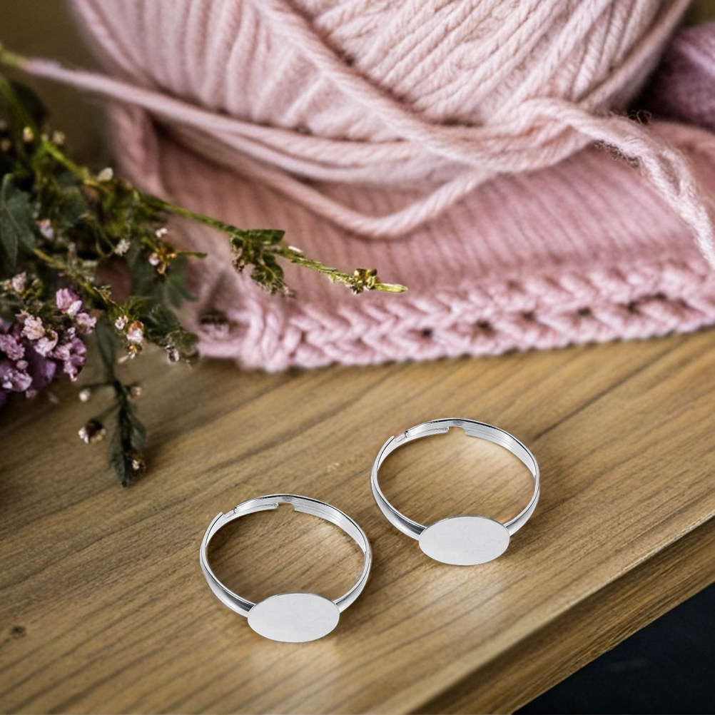 50Pcs Alas Cincin Datar yang D - Ring Blank Adjustable ulasan dan harga