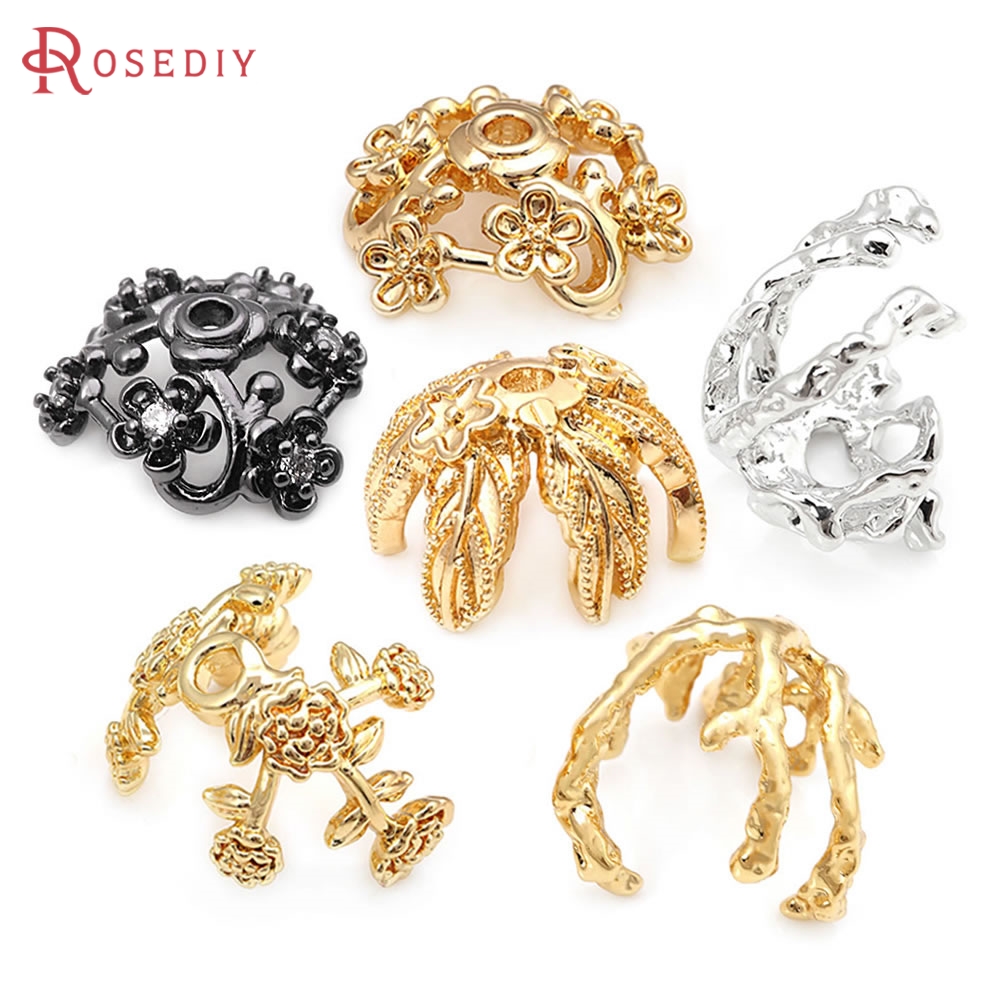 10 buah 18K warna emas kuninga - Bead Cap Flower ulasan dan harga