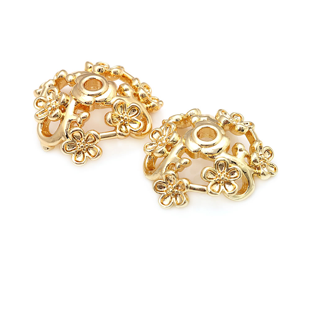 10 buah 18K warna emas kuninga - Bead Cap Flower ulasan dan harga