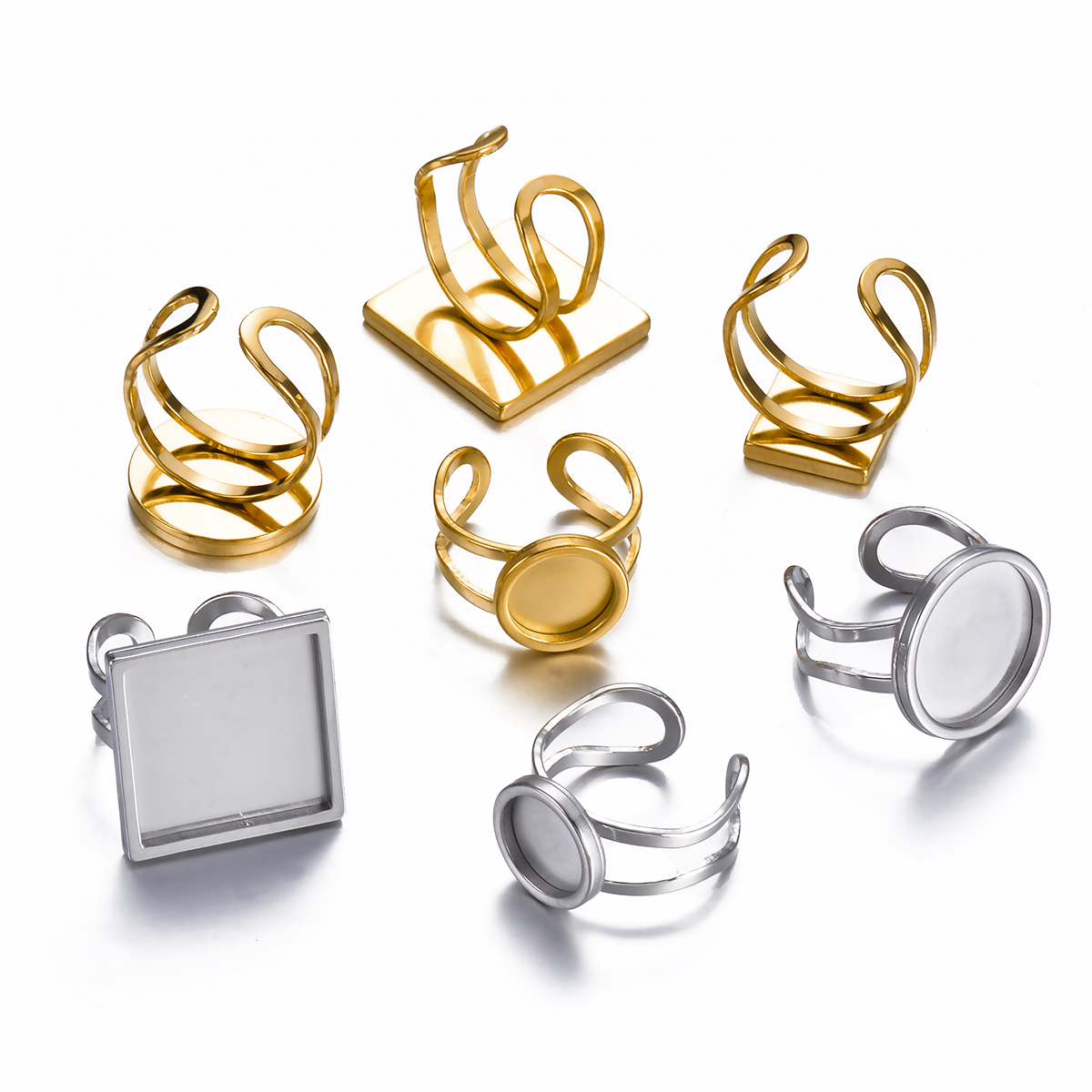 4PCS Cincin Stainless Steel ya - Ring Blank Adjustable ulasan dan harga