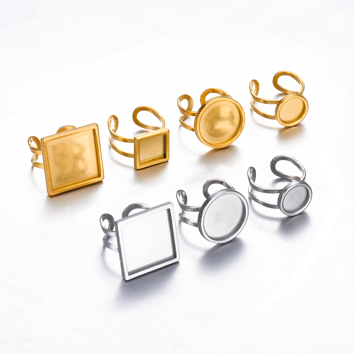 4PCS Cincin Stainless Steel ya - Ring Blank Adjustable ulasan dan harga
