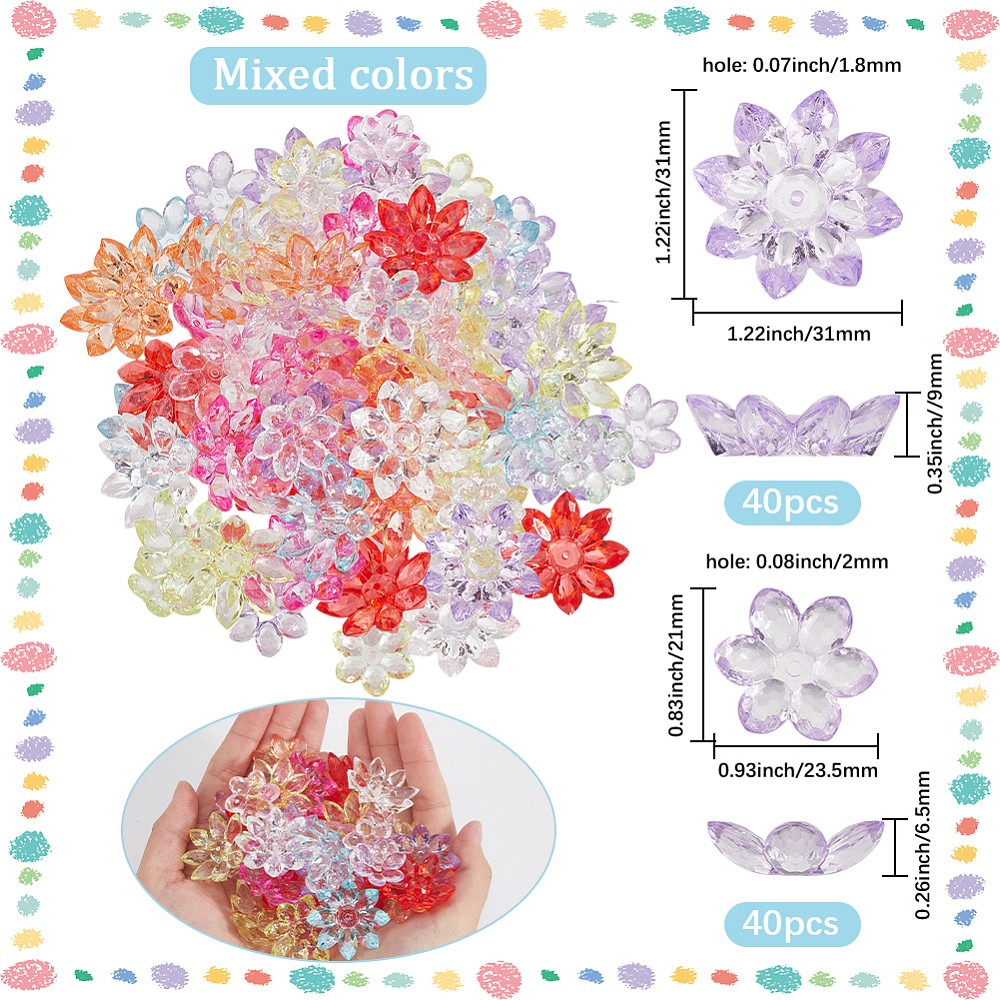 80 Buah 2 Model Topi Manik Akr - Bead Cap Flower ulasan dan harga