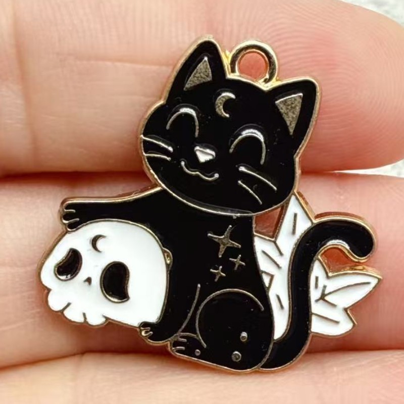 10pcs Liontin Kucing Hitam Ena - Jewelry Making Factory ulasan dan harga