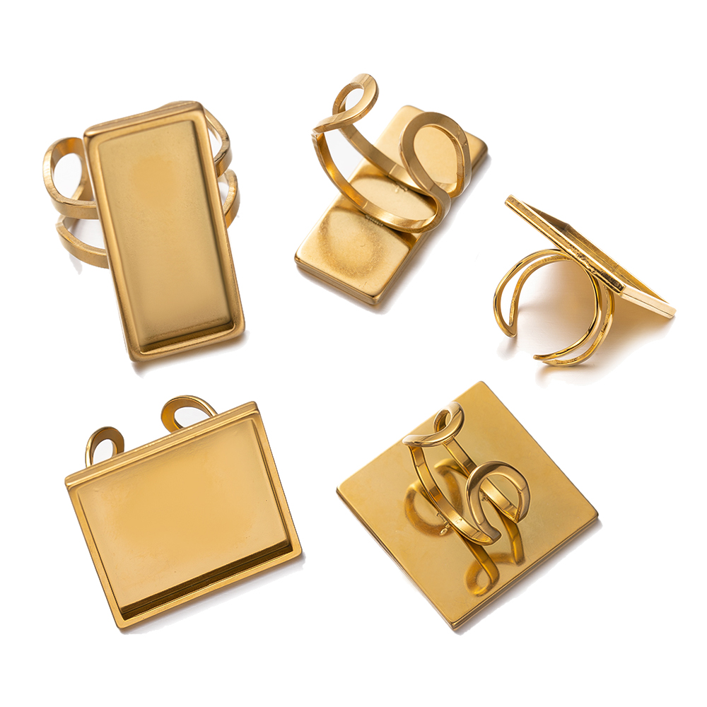 4 Buah Bezel Baki Cabochon Bul - Ring Blank Adjustable ulasan dan harga