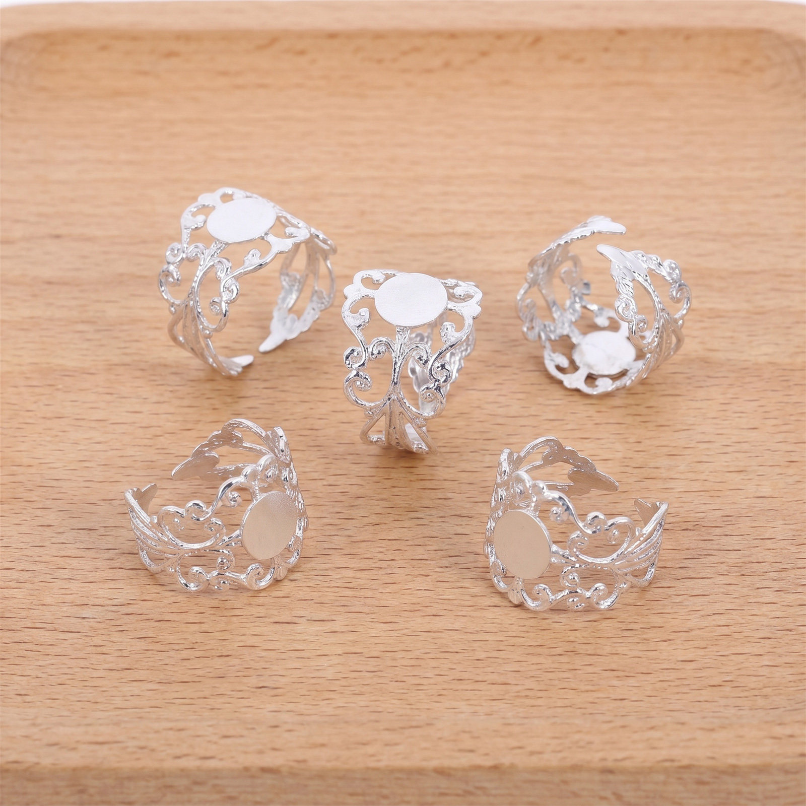50 Buah Cincin Oval Datar yang - Ring Blank Adjustable ulasan dan harga