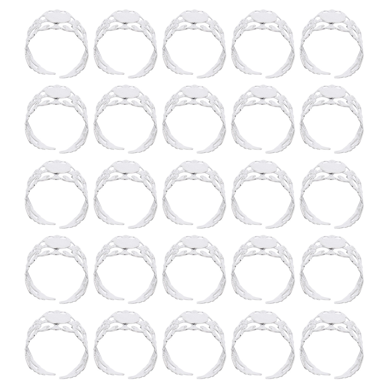 50 Buah Cincin Oval Datar yang - Ring Blank Adjustable ulasan dan harga